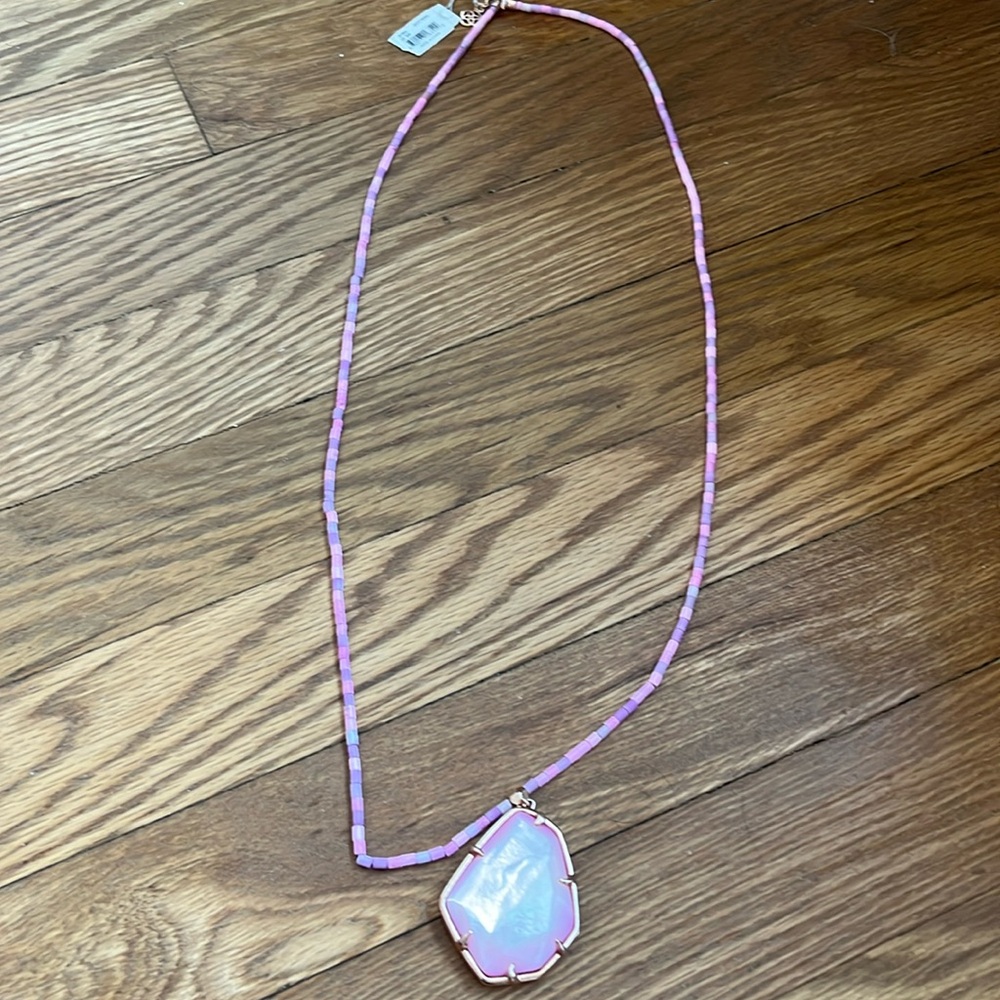 Kendra Scott Beatrix Rose gold pendant pink mother of pearl necklace NWT